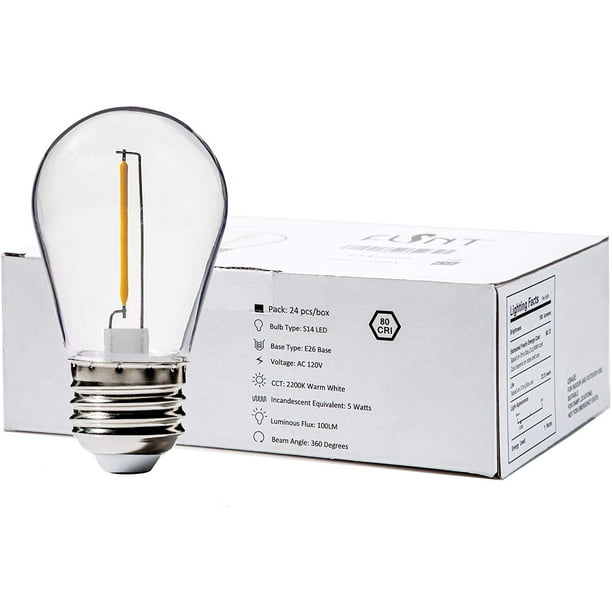 Uses Only 2 Watt Warm White 2700k Color Temp E26 Base Perfect Replacement Bulb for String Lights 12 Pack Modvera 25W Equal S14 Style LED Bulb Uses Only 2 Watt Warm White 2700k Color Temp E26 Base Perfect Replacement Bulb for String Lights 12 Pack Modvera 25W Equal S14 Style LED Bulb